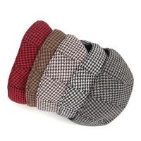 Otoño Retro a cuadros artista Vintage algodón pata de gallo boinas hombres gorra con visera sombrero de moda sombrero de pintor - details 1