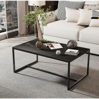 Mesa de centro de mármol para café: Mesa auxiliar de café con marco de metal estilo nórdico moderno para sofá de salón 100x60x43cm (gris) - details 20