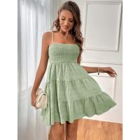 Mini vestido sin mangas con chaleco camisola de verano para mujer, vestido corto acampanado fluido. - details 4