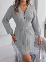 Elegante Vestido de Punto para Mujer Color Sólido, Cuello V, Moda Y2K 2025 - details 21