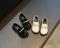 Zapatos de cuero para niñas, mocasines negros sin cordones, planos, perlas de estilo británico, para fiesta escolar, boda, novedad - details 13