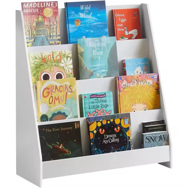 Librería Infantil niños Juguetes 4 Compartimentos Abiertos 80 x 30 x 88 cm KMB32-W ES - 1