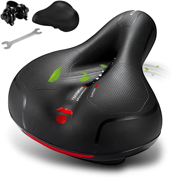 Asiento de bicicleta cómodo para hombre y mujer, cojín ancho de espuma viscoelástica, resistente al agua - 1