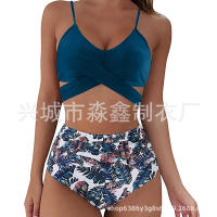 Bikini de dos piezas de cintura alta con estampado de leopardo, traje de baño sexy para mujer - details 24