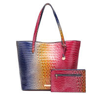 Nuevo europeo y americano transfronterizo Amazon estación independiente portátil tote madre retro bolso de las mujeres multicolor Brahman patrón de cocodrilo - details 17
