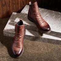 Botas de hombre con suela antideslizante y doble cremallera Botas con borlas Botas de cuero para hombre - details 2
