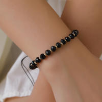 Moda Boho joyería ajustable pulsera con correa trenzada pulsera con cuentas de piedra de cristal negro para mujer accesorio joyería - details 1