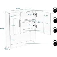 Armario de Baño de Pared Mueble con Espejo Armario Colgar Ajustable con 4 Compartimentos Interiores y 1 Abierto MDF Blanco 54x15x55cm - details 2