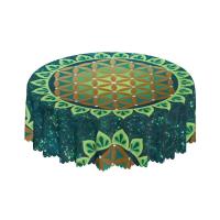 Mantel circular mandala, flor de loto de la vida, impermeable, resistente al aceite, 60 pulgadas, forma geométrica sagrada - details 158