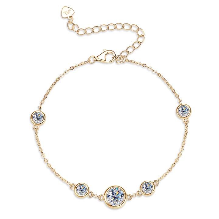 IOGOU Pulsera de tenis de moissanita de color D de corte redondo de 6,5 mm y 4 mm, pulseras de plata de ley 925 para mujeres, hombres, parejas, bisel de diamante de laboratorio con certificado GRA, cadena O ajustable, joyería fina de mano, regalos, cumple