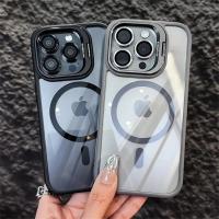 Funda magnética de lujo con soporte de anillo de Metal a prueba de golpes para MagSafe iPhone 15 14 13 12 Pro Max Protector de lente de vidrio cubierta transparente - details 15
