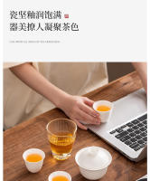 Regalos de empresa de publicidad al aire libre de alta gama, juego de tazas de té con tapa de viaje de Kung Fu de porcelana de jade de grasa de cordero, recto - details 13