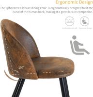 Juego de 4 sillas giratorias de ante para comedor con asiento acolchado, sillas de diseño para salón o cocina, con patas de metal negro, marrón - details 101