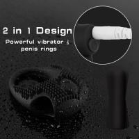 Anillo vibrador de 10 frecuencias para hombre, Juguetes sexuales retardadores de eyaculación, anillos de pareja, juguete - details 2