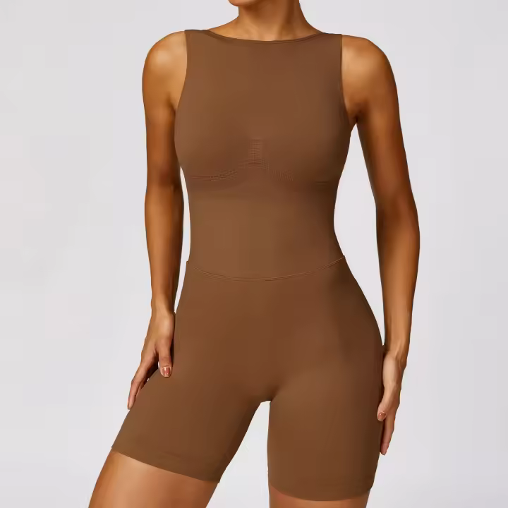 Mono de yoga sin costuras para mujer o conjunto de entrenamiento de espalda hecho de material de nailon - 1