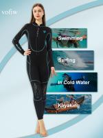 Traje de neopreno completo para mujer, con cremallera frontal, manga larga y pierna, material de cloropreno para buceo y deportes - details 6