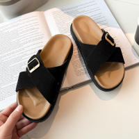 2025 Sandalias de verano para mujer, suela gruesa, plataforma cruzada, chanclas de playa retro, correa única, zapatos casuales - details 21