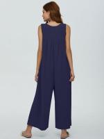 Pantalones sueltos de pierna recta, bolsillo de color sólido para mujer, casual, fresco, verano - details 21