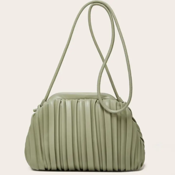 2025 nuevo bolso de nube de hombro plisado bolso de bola de masa hervida de mensajero de viento simple bolso pequeño de mujer de moda - 1