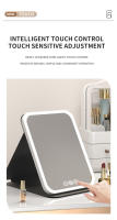 LZ1217 Espejo de Maquillaje de Cuero Sintético LED Plegable con 3 Colores de Luz, Espejo de Baño Recargable Tipo-C, Espejo de Belleza (Pequeño) - details 9