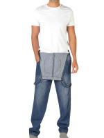 Mono de mezclilla con diseño de estilo, mono de trabajo holgado con pierna recta para hombre - details 2