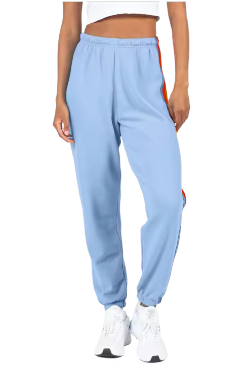Elrachen Pantalones deportivos de mujer con rayas laterales de arcoíris, azul claro, tallas S-XL - 1