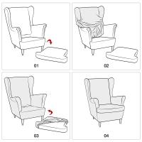Cubierta de Silla de Ala Inclinada Elástica Vellón Polar Rey Cubierta de Sofá con Almohada - details 5