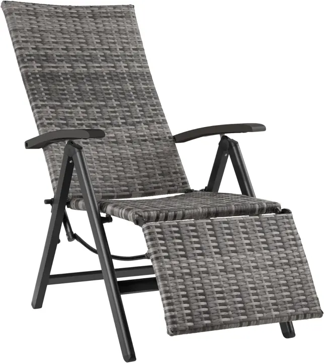 Respaldo Ajustable y Reposapiés, Silla Conjunto Jardín Exterior, Muebles Jardín Exterior Resistentes a Intemperie, Reposabrazos en Madera - marrón - 1