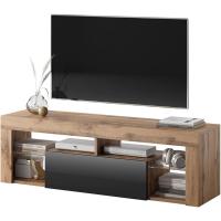Mueble TV Moderno/Mesa TV/Mueble para Salón / 140 cm (sin LED, Nogal/Negro Brillante) - details 6