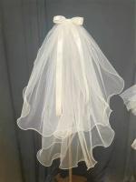 Novia con doble capa de cinta de perlas, tocado con pajarita, borde enrollado, malla, foto roja, tocado luminoso para niños - details 4