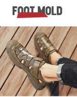 Sandalias de verano para hombre, sandalias romanas de cuero de ocio, zapatos de playa transpirables, zapatos cómodos para hombre, chanclas para exteriores, zapatillas deslizantes - details 9
