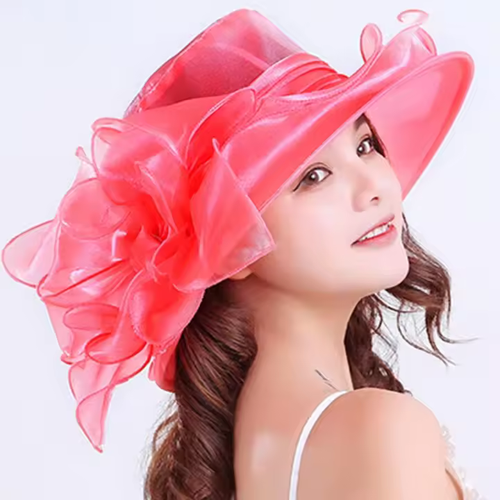 Elegante Sombrero de Organza con Borla de Dobladillo Sombrero Derby Transpirable para Ocasiones Formales Regalo de Año Nuevo 2025 - 1