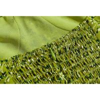 Vestido dividido verde aguacate con cordones, ligero y floral para mujer. Vestido plisado de manga corta con cuello en V. - details 6