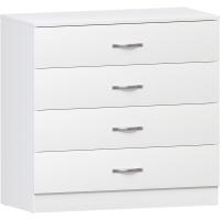 Diseños Cómoda Blanca, 4 cajones, manijas metálicas, correderas y Soporte Anti-deformación para Muebles - details 0