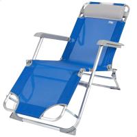 Plegable y reclinable Azul con cojín, 2 Posiciones, Aluminio y textileno, Medidas 47x95x75 cm , Peso máx. 110 Kg, Tumbonas Plegables para Playa, terraza y Camping (62300) - details 0
