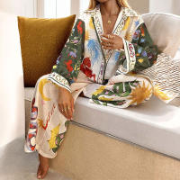 Conjunto de dos piezas de mujer de moda de manga larga con cuello de camisa informal con grafiti personalizado 2025 - details 11