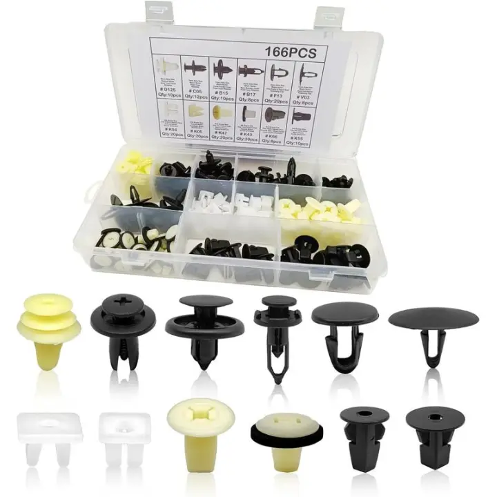 166pcs Clips de Retención de Auto Grommets de Nylon Más Populares Clips de Retención de Coche Compatibles con Parachoques, Rejilla de Parachoques, Clips de Puerta - 1