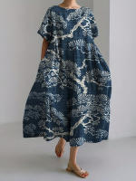 Vestido Casual de Cuello Redondo para Mujer 2024 Estampado Floral Clásico Manga Corta - details 6