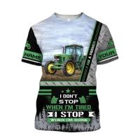 Camiseta con estampado de Tractor 3D de talla grande para hombre y mujer, uniforme de granjero, Haruku, informal, redondo, deportivo, de secado rápido, transpirable - details 6