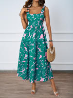 2025 Camisola de verano para mujer Vestido de falda acampanada con estampado floral informal para vacaciones - details 6