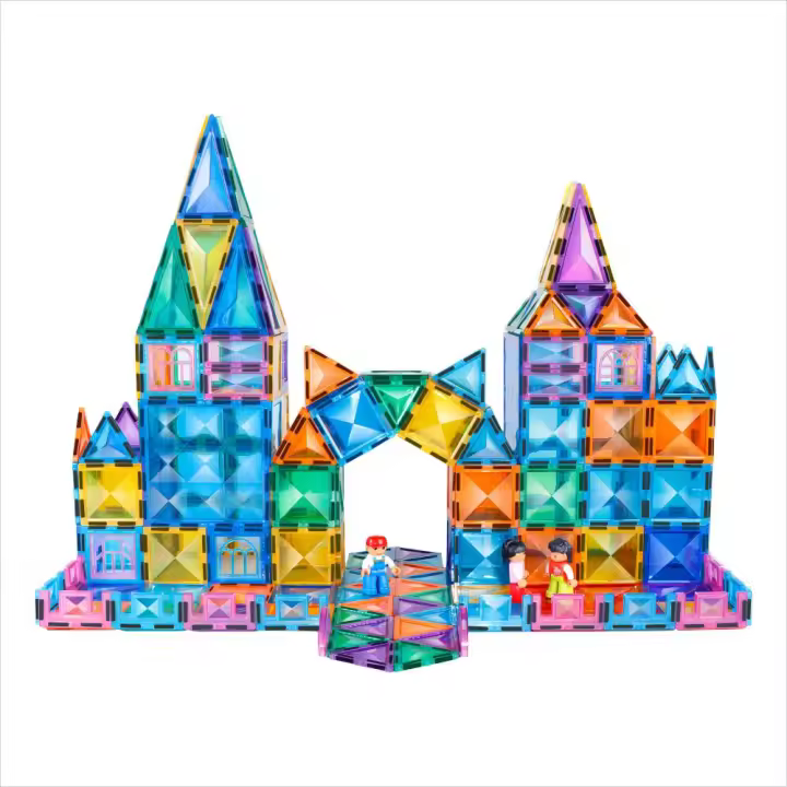 Bloques de construcción magnéticos para niños y niñas, juego de azulejos de construcción magnéticos fuertes, juguete educativo STEM, 72 piezas - 1