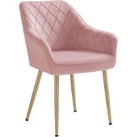Silla de Comedor, Silla de Cocina, Sillón de Terciopelo, Silla Tapizada con Reposabrazos, Carga Máx. de 120 kg, Patas de Metal, para Comedor, Cocina, Rosa Jalea y Dorado Pálido LDC088R01 - details 0
