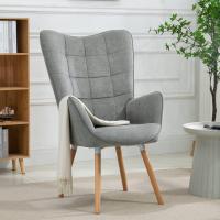 Sillones de salón Butaca nórdica Sillas Escandinavo Relax Acolchado con reposabrazos y patas de madera, tela, para dormitorio comedor, gris - details 1
