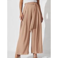 Mujeres lisas elegantes y con estilo, pantalones sueltos cómodos, pantalones de pierna ancha con cordón de cintura alta para verano - details 5