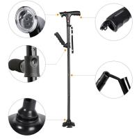 Bastón de Trekking telescópico, muletas plegables, bastón de senderismo, bastón de Metal para ancianos, bastón para caminar al aire libre, LED - details 0