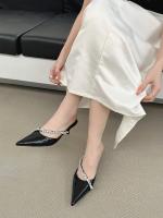 Sandalias de Cadena de Diamantes de Imitación Altas Puntiagudas Estilo Tacón Niche para Mujeres - details 27