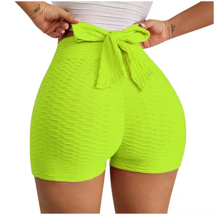 Mallas deportivas con lazo para mujer, pantalones cortos con pliegues y cintura elástica, ropa interior cómoda - 1