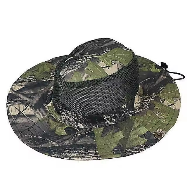 Sombrero de cubo de malla transpirable de verano único, gorra táctica militar con estampado de camuflaje, ala grande, senderismo, pesca, sombrero para el sol de playa al aire libre - 1