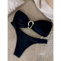 Traje de baño para mujer 2025 Nuevo bikini de color sólido con top de tubo dividido. - details 1