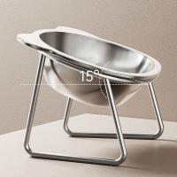 Cuenco de acero inoxidable inclinado de 15 grados para gatos, cuenco de agua elevado antivuelco desmontable, protección del cuello antivuelco - details 7